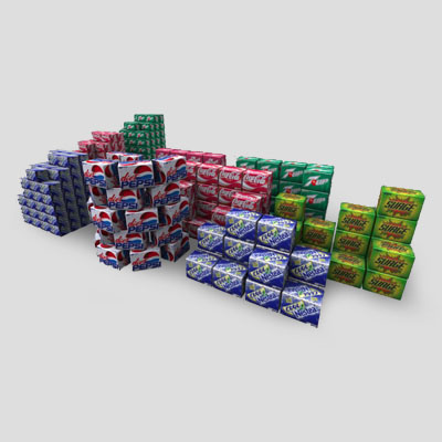 3D Model of Six and Twelve Pack pop boxes. - 3D Render 0