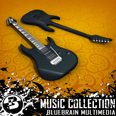 3D Model of Game-ready low polygon collection of ibanez-style electric guitars - 3D Render 1