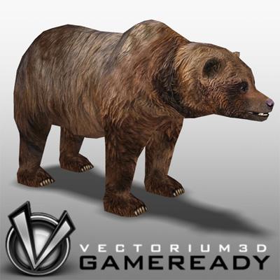 3D Model of Low Poly Game Ready Animals - Bear - 3D Render 0