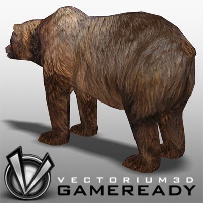 3D Model of Low Poly Game Ready Animals - Bear - 3D Render 1