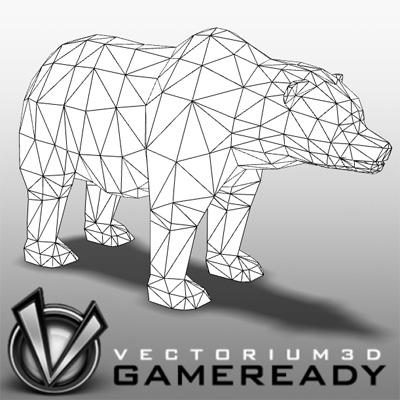 3D Model of Low Poly Game Ready Animals - Bear - 3D Render 2