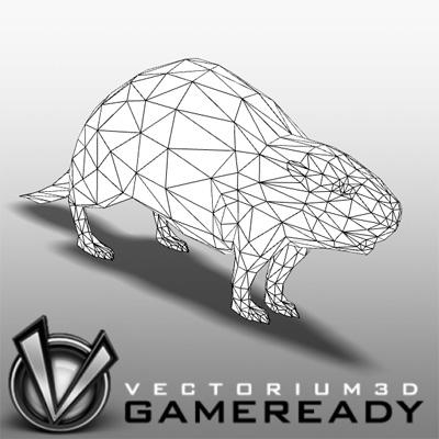3D Model of Low Poly Game Ready Animals - Beaver - 3D Render 2