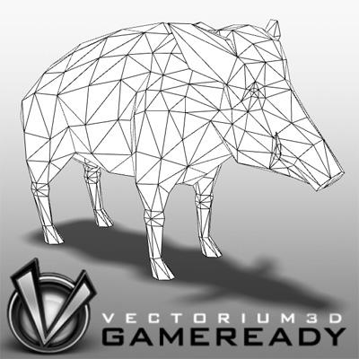 3D Model of Low Poly Game Ready Animals - Boar - 3D Render 2