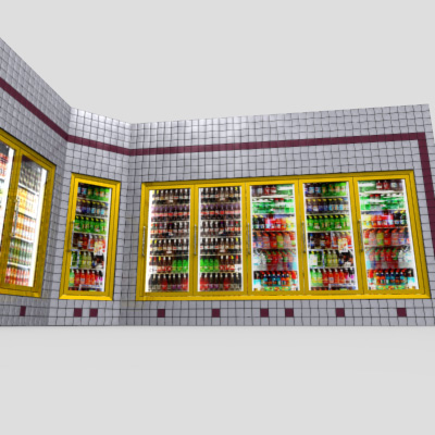 3D Model of Low Poly Beverage Coolers - similar to those found in a typical convenience/grocery store. - 3D Render 5