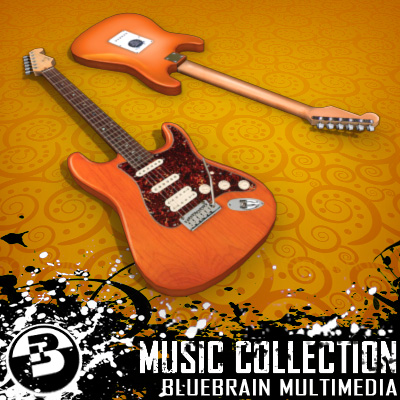 3D Model of Game-ready low polygon collection of stratocaster-style electric guitars - 3D Render 2