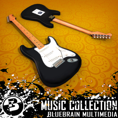 3D Model of Game-ready low polygon collection of stratocaster-style electric guitars - 3D Render 3