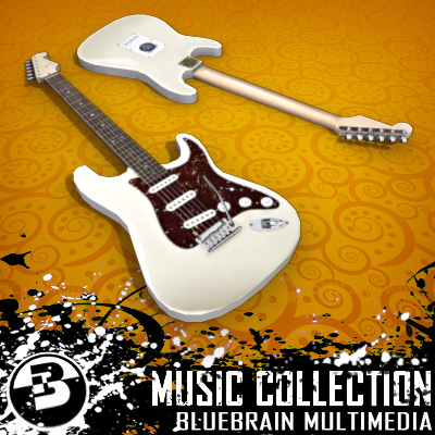3D Model of Game-ready low polygon collection of stratocaster-style electric guitars - 3D Render 7