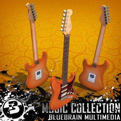 3D Model of Game-ready low polygon collection of stratocaster-style electric guitars - 3D Render 14