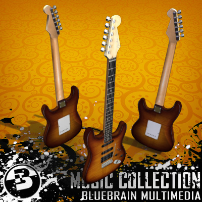 3D Model of Game-ready low polygon collection of stratocaster-style electric guitars - 3D Render 17