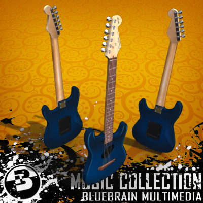 3D Model of Game-ready low polygon collection of stratocaster-style electric guitars - 3D Render 18
