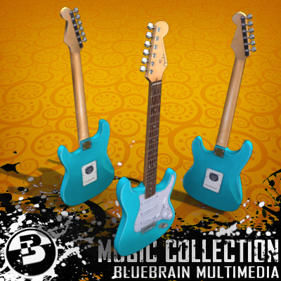 3D Model of Game-ready low polygon collection of stratocaster-style electric guitars - 3D Render 20