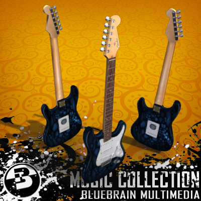 3D Model of Game-ready low polygon collection of stratocaster-style electric guitars - 3D Render 21