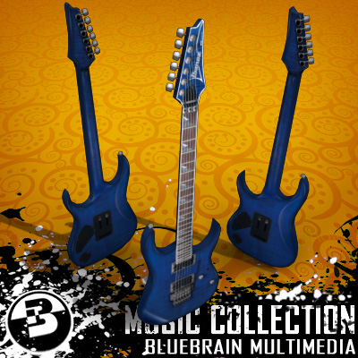 3D Model of Game-ready low polygon ibanez-style electric guitar - 3D Render 0