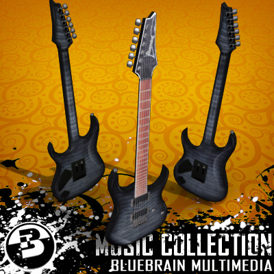 3D Model of Game-ready low polygon ibanez-style electric guitar - 3D Render 0