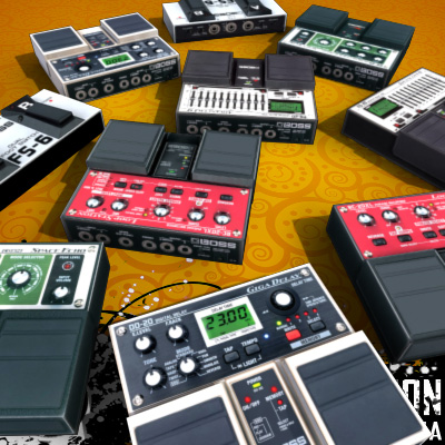 3D Model of Game-ready low polygon guitar fx pedals - 3D Render 1