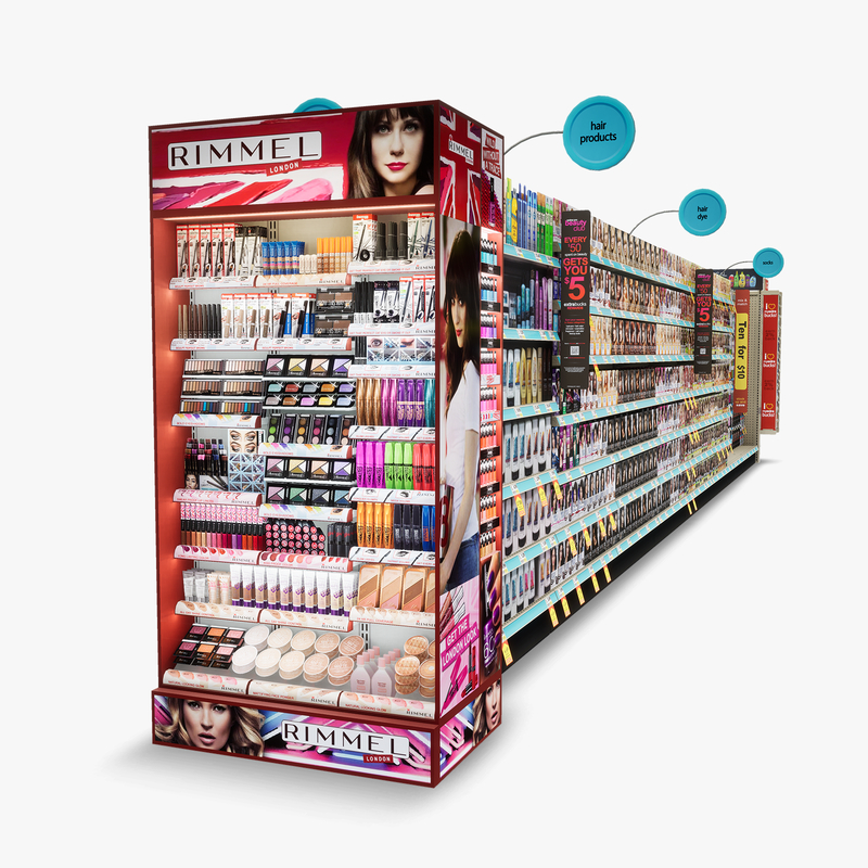 3D Model of Drug store aisle featuring Hair & Hygiene products and Rimmel end-cap - 3D Render 5