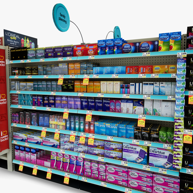 3D Model of Drug store aisle featuring Hair & Hygiene products and Rimmel end-cap - 3D Render 7