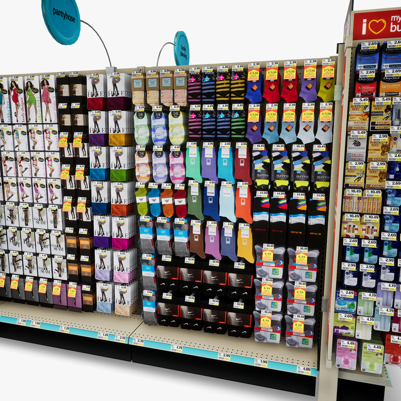 3D Model of Drug store aisle featuring Hair & Hygiene products and Rimmel end-cap - 3D Render 12