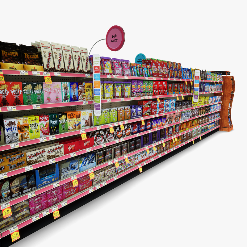 3D Model of Drug store aisle featuring Kitchen & Candy products and Premium Chocolates end-cap - 3D Render 8