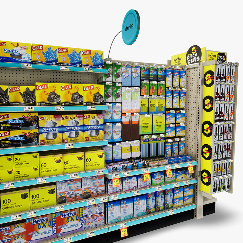 3D Model of Drug store aisle featuring Kitchen & Candy products and Premium Chocolates end-cap - 3D Render 12