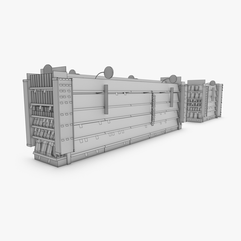 3D Model of Split drug store aisle featuring Snack & Kitchen products and Gift Card end-cap - 3D Render 18