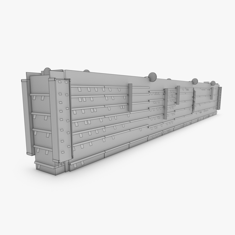 3D Model of Drug store aisle featuring Food & Pet products and Extracare Coupon Scanner side-cap - 3D Render 16