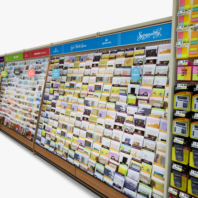 3D Model of Drug store aisle featuring Greeting Card & Toy products. - 3D Render 9