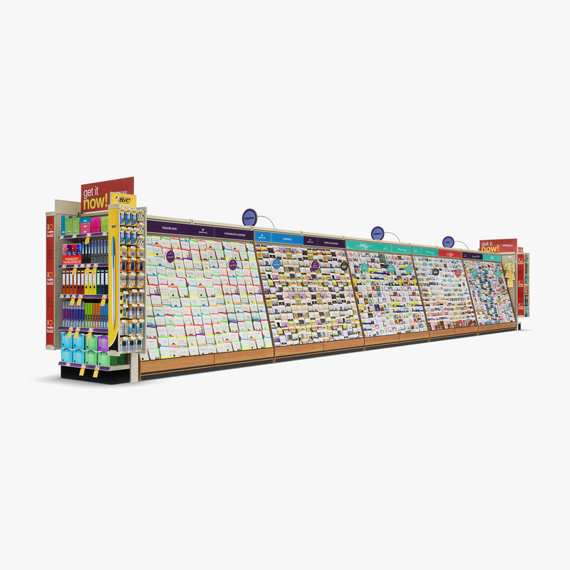 3D Model of Drug store aisle featuring Magazine & Greeting Card products - 3D Render 2