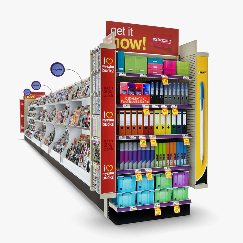 3D Model of Drug store aisle featuring Magazine & Greeting Card products - 3D Render 5