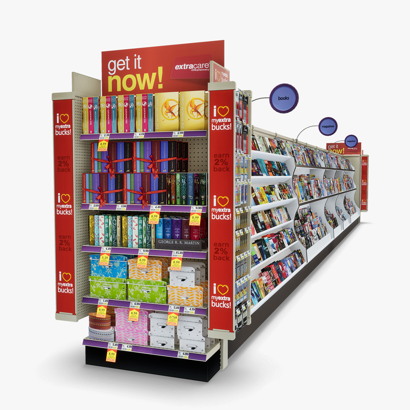 3D Model of Drug store aisle featuring Magazine & Greeting Card products - 3D Render 6