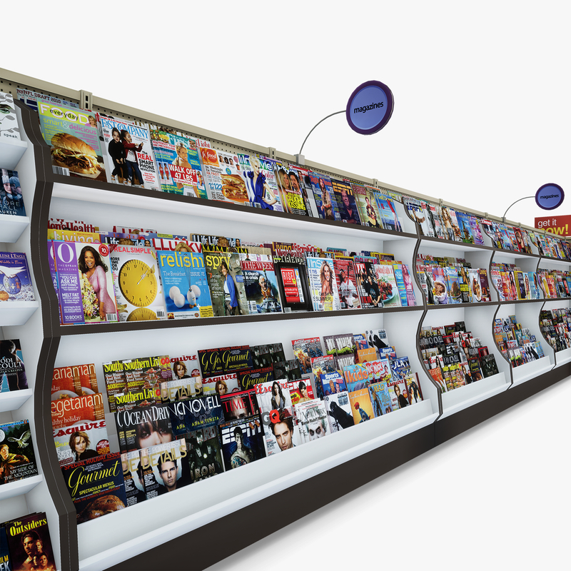 3D Model of Drug store aisle featuring Magazine & Greeting Card products - 3D Render 8