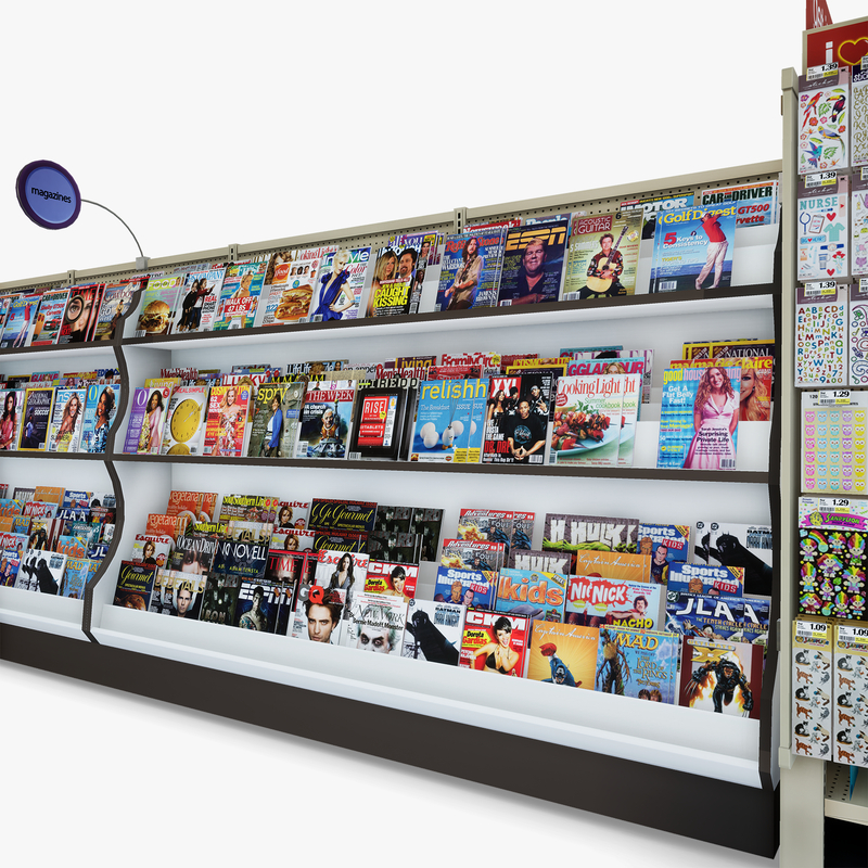 3D Model of Drug store aisle featuring Magazine & Greeting Card products - 3D Render 9