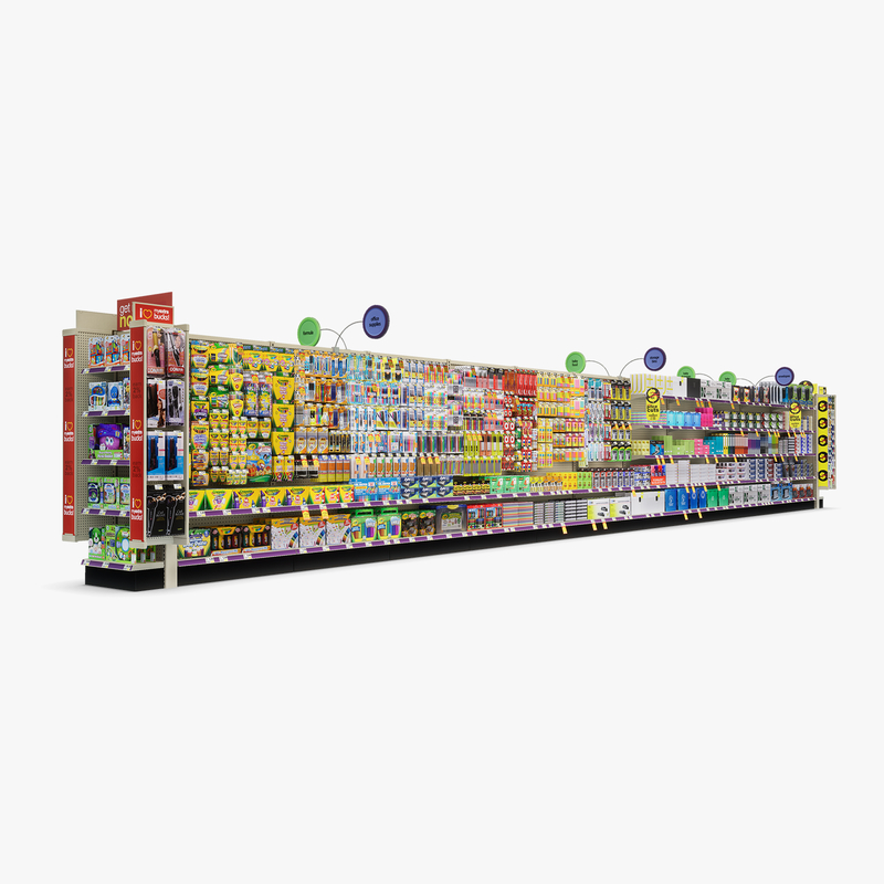 3D Model of Drug store aisle featuring Office & Baby products - 3D Render 2