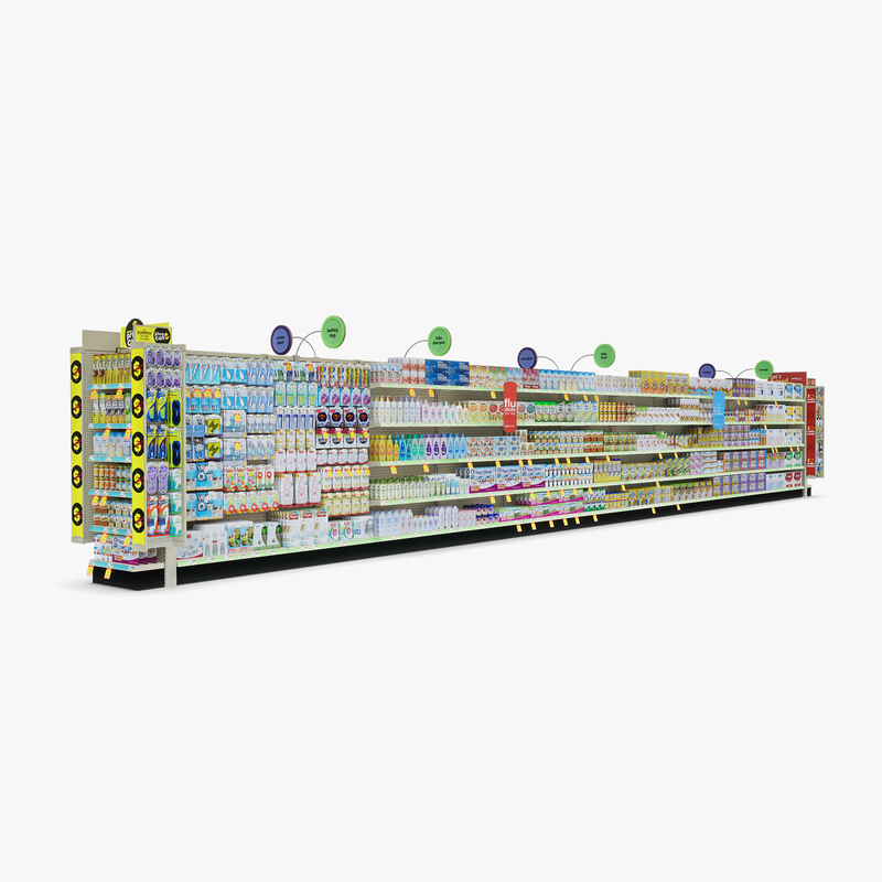 3D Model of Drug store aisle featuring Office & Baby products - 3D Render 4
