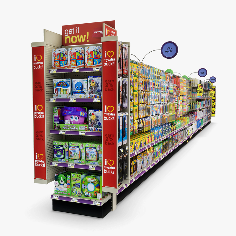 3D Model of Drug store aisle featuring Office & Baby products - 3D Render 5