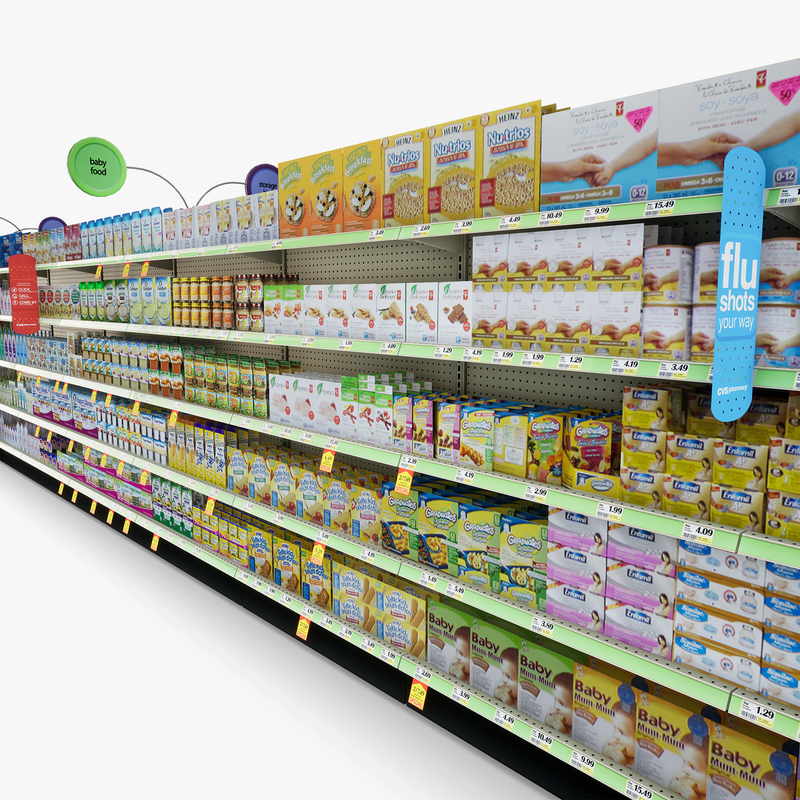 3D Model of Drug store aisle featuring Office & Baby products - 3D Render 8