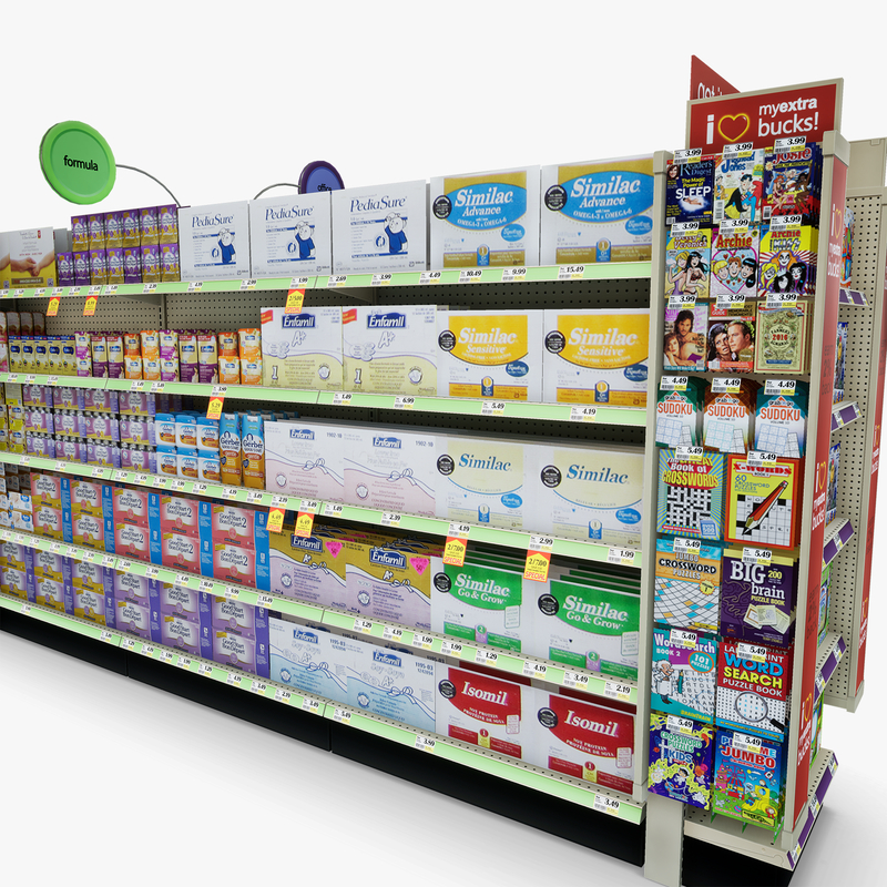 3D Model of Drug store aisle featuring Office & Baby products - 3D Render 9