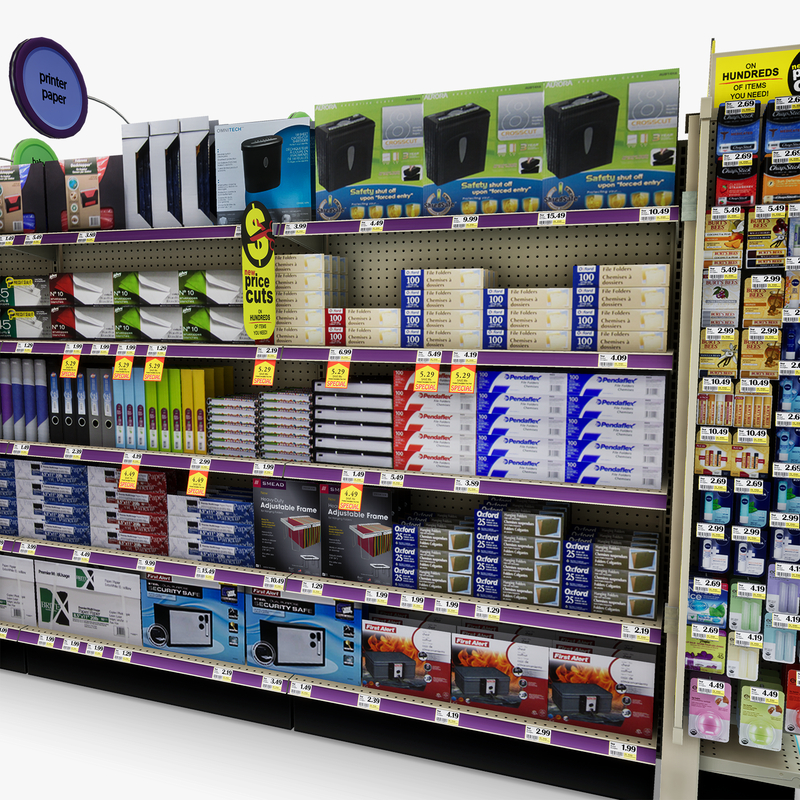 3D Model of Drug store aisle featuring Office & Baby products - 3D Render 12