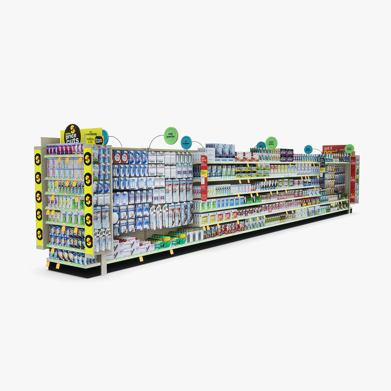 3D Model of Drug store aisle featuring Electrical & Cleaning products - 3D Render 4