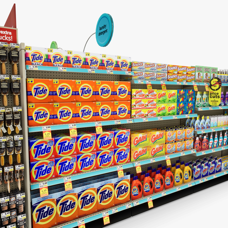 3D Model of Drug store aisle featuring Electrical & Cleaning products - 3D Render 10