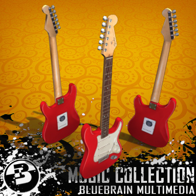 3D Model of Game-ready low polygon collection of stratocaster-style electric guitars - 3D Render 16