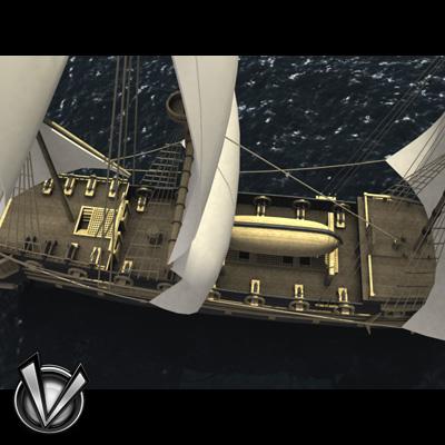 3D Model of Low Poly Frigate (Europe XVII-XVIII century) - 3D Render 4