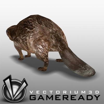 3D Model of Low Poly Game Ready Animals - Beaver - 3D Render 1