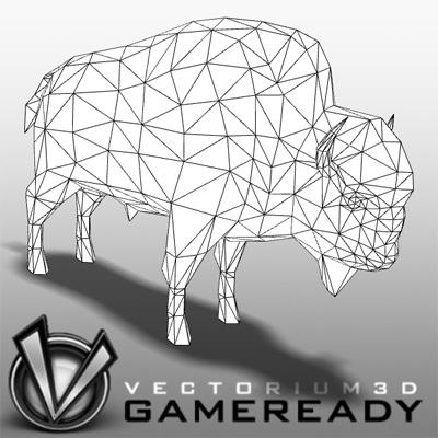 3D Model of Low Poly Game Ready Animals - Bison - 3D Render 2