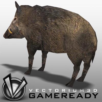 3D Model of Low Poly Game Ready Animals - Boar - 3D Render 1