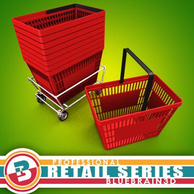 3D Model of Grocery Basket - 3D Render 0