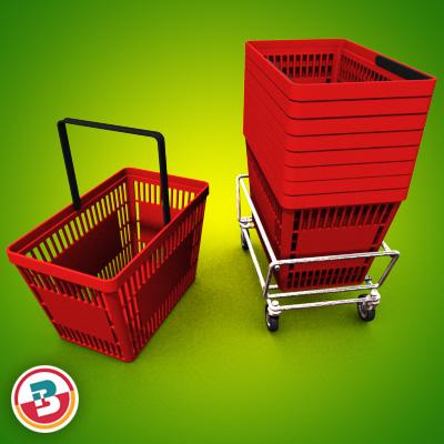 3D Model of Grocery Basket - 3D Render 2